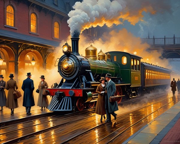 Vintage Steam Locomotive at Historic Train Station
