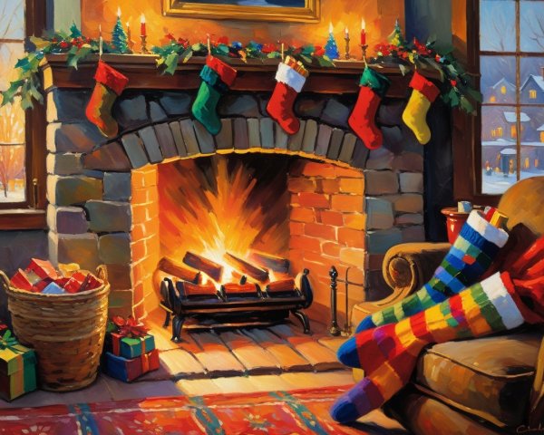 Cozy Living Room with Festive Holiday Decorations