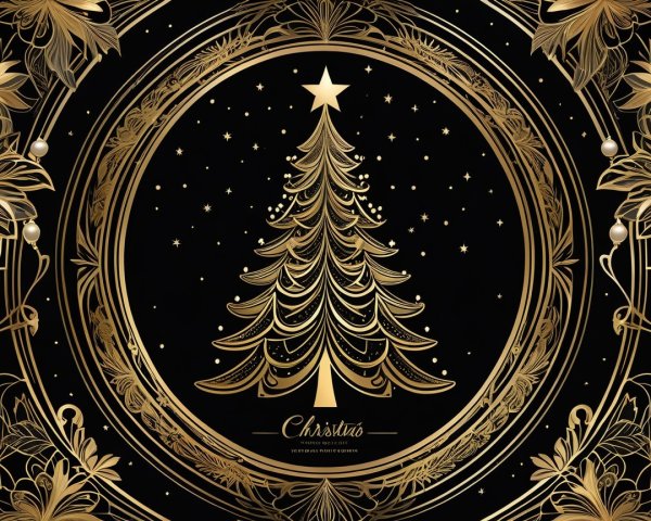 Luxurious Black and Gold Art Deco Christmas Invitation