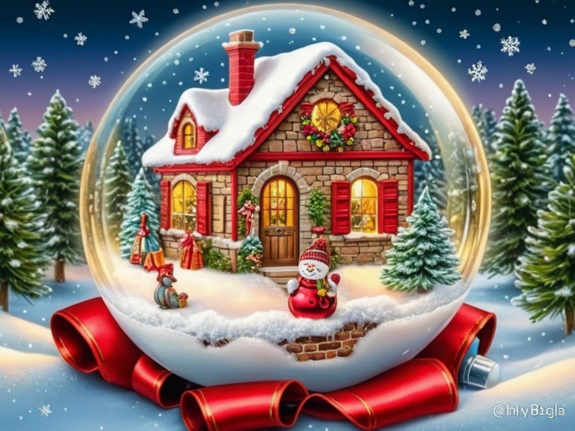 Charming Snow Globe with Cozy House and Snowman