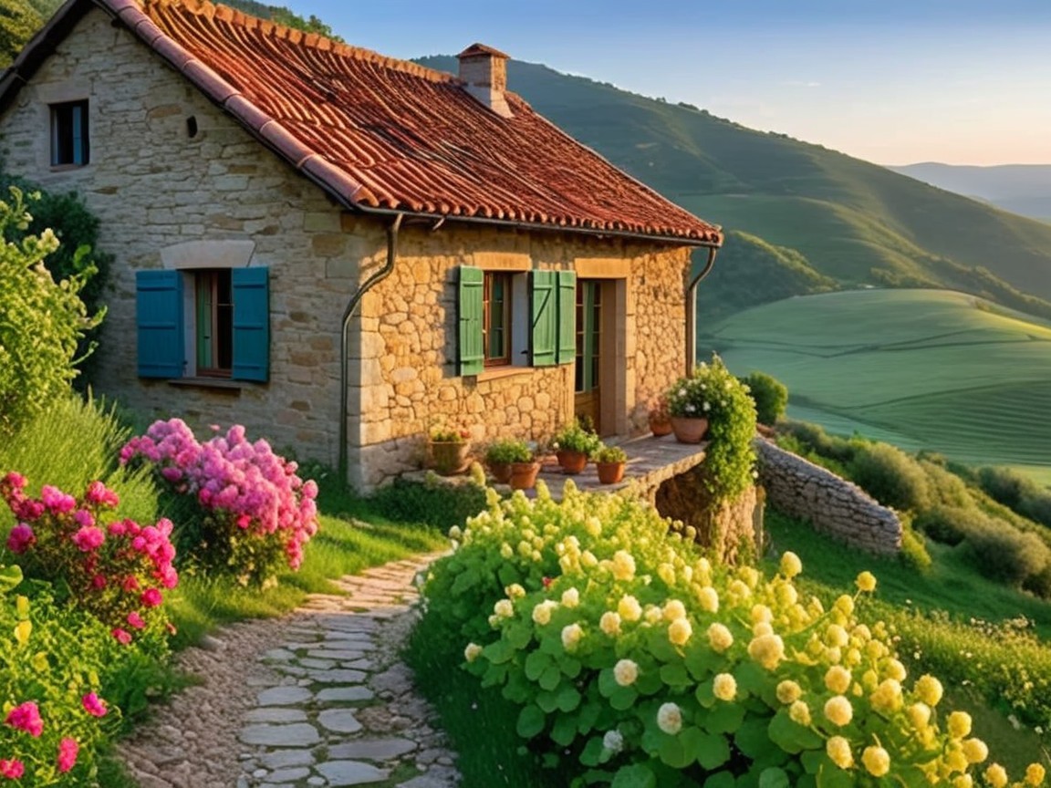 Charming Stone Cottage in Lush Green Landscape