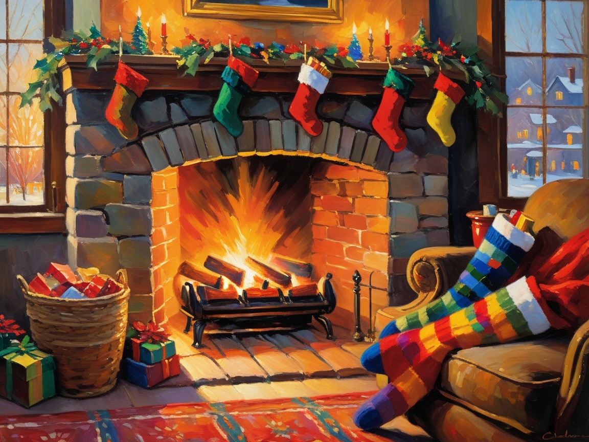 Cozy Living Room with Festive Holiday Decorations