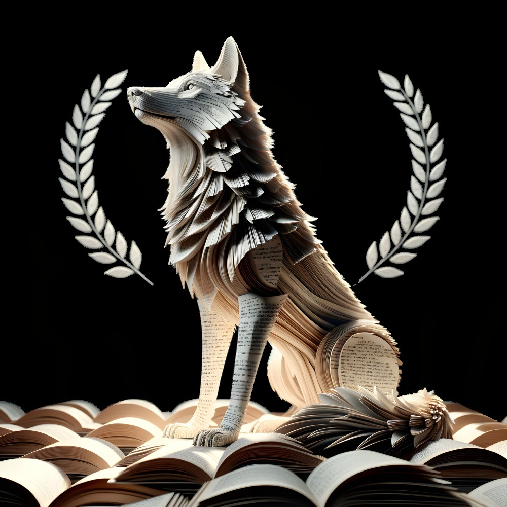 Wolf Sculpture Made from Arranged Book Pages