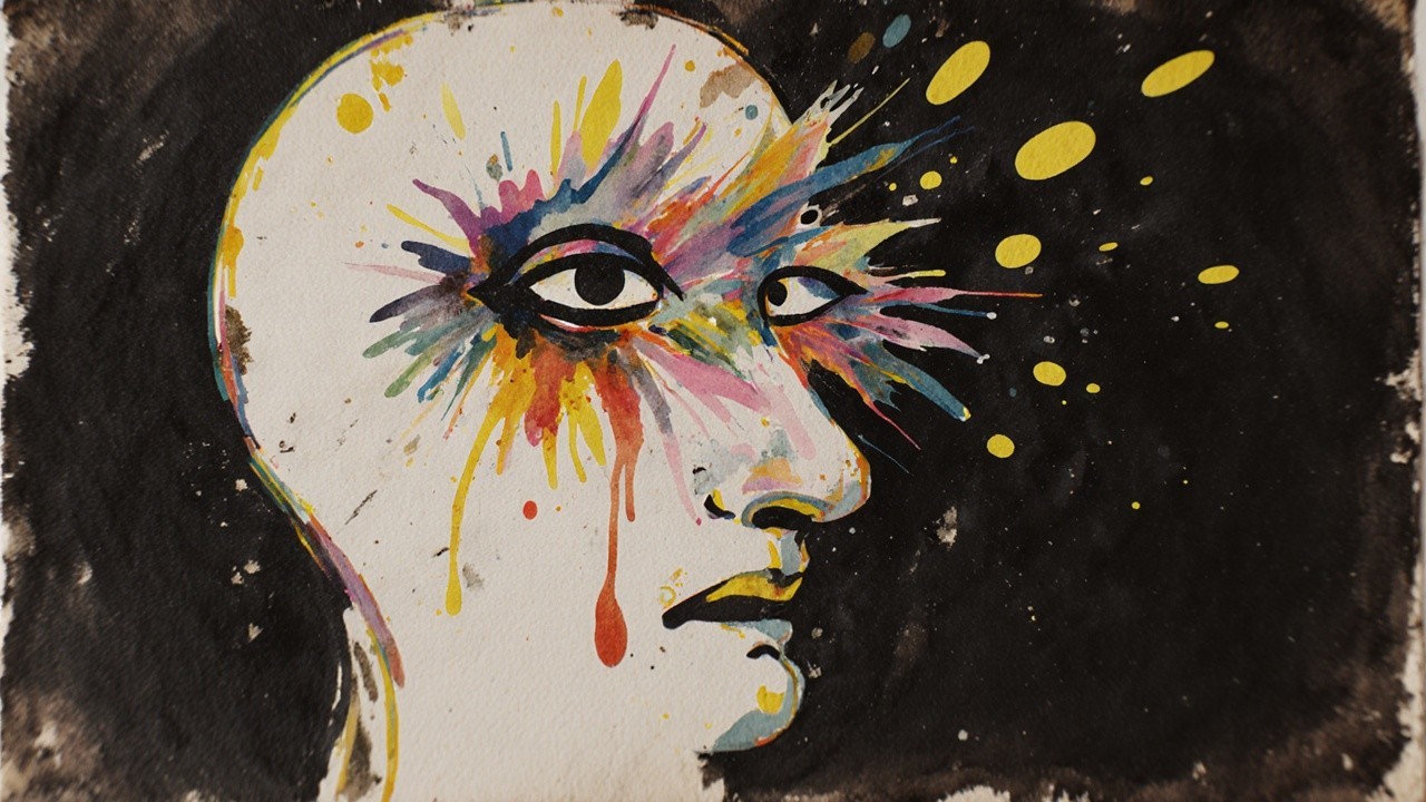 Abstract Watercolor Illustration of a Human Head Profile
