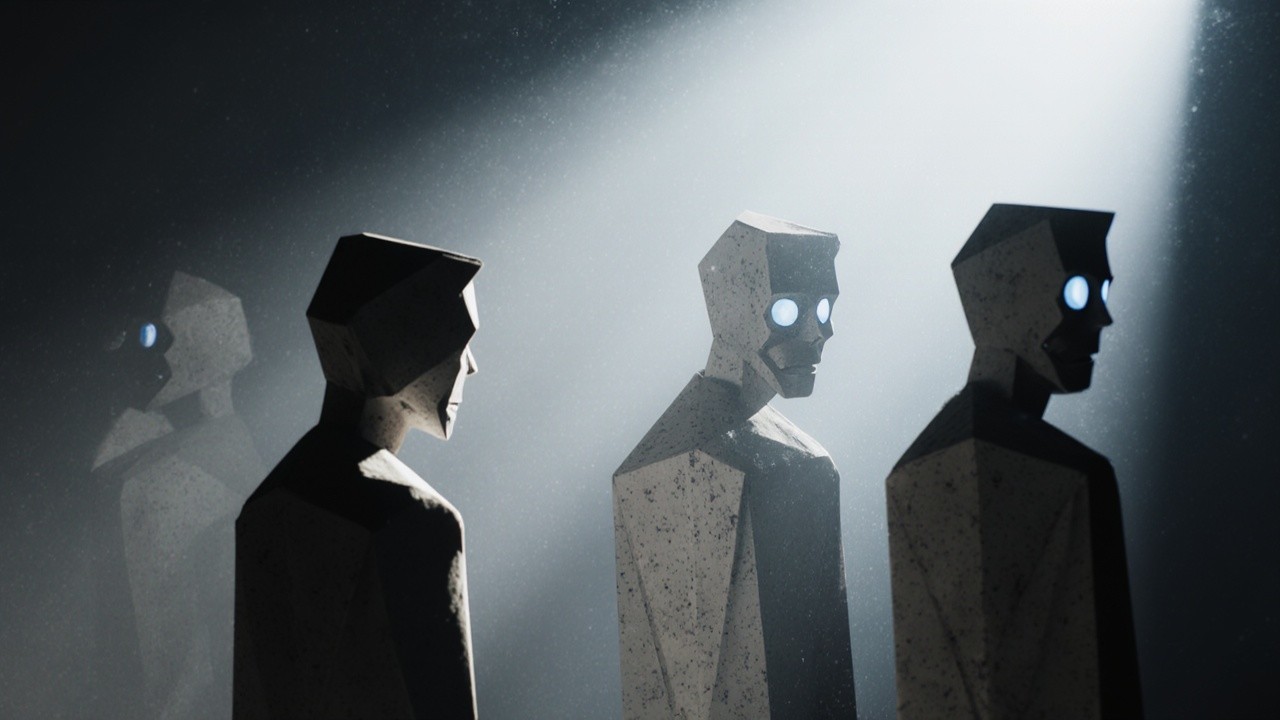 Abstract Faceless Figures in Dim Light Setting