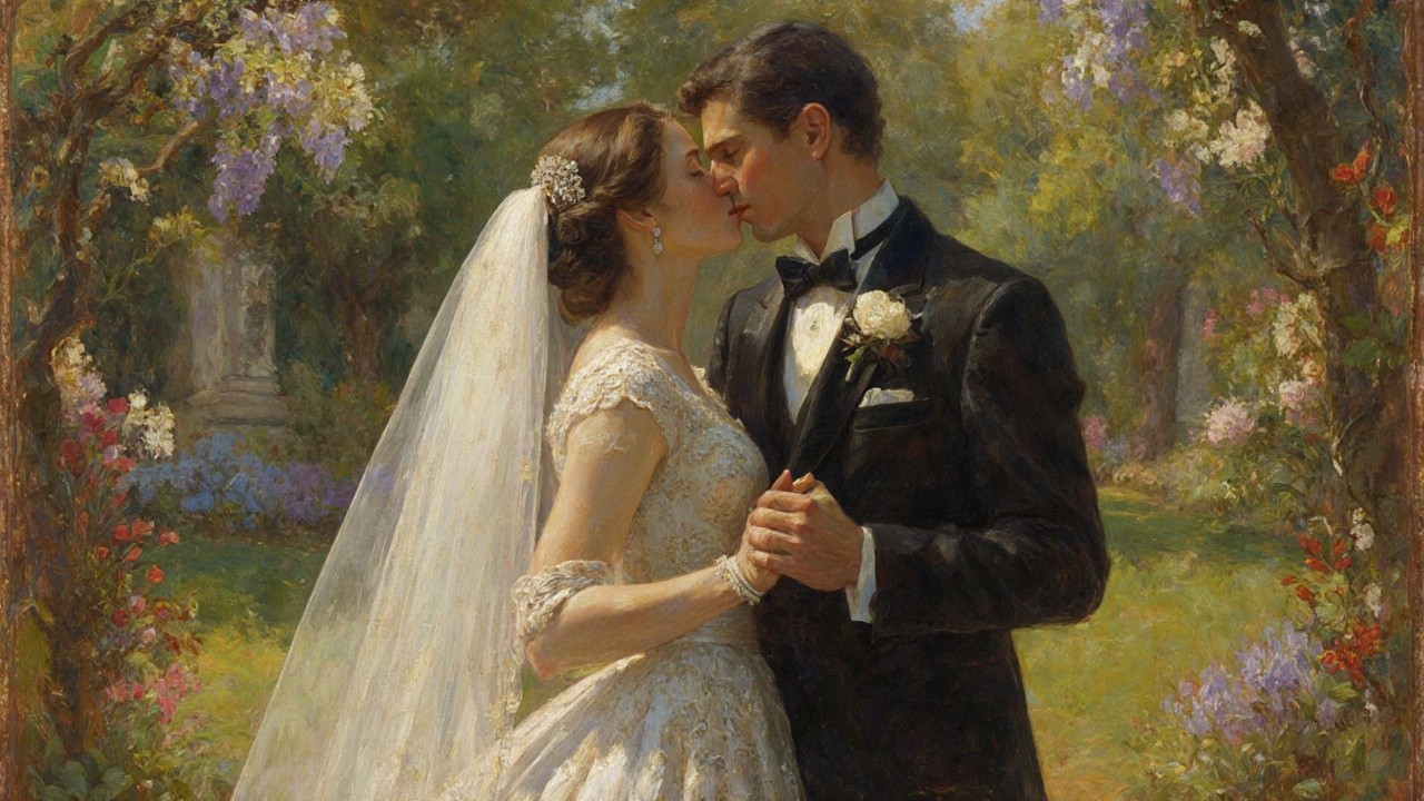 Romantic Couple in Lush Garden Setting