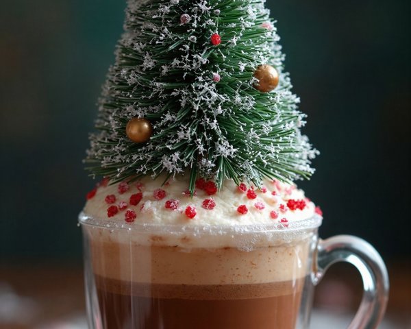 Festive Hot Chocolate with Whipped Cream and Decorations