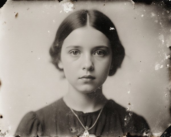 Sepia-toned portrait of a young girl in vintage style