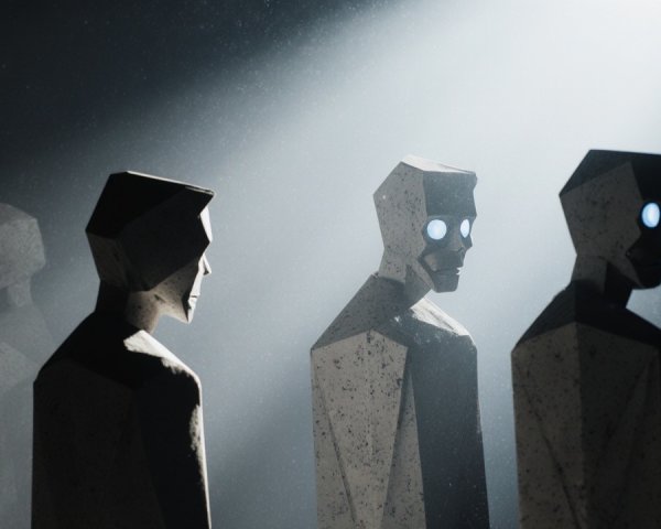 Abstract Faceless Figures in Dim Light Setting