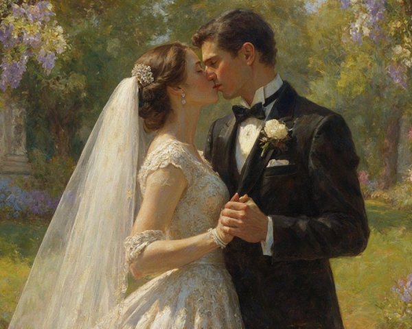 Romantic Couple in Lush Garden Setting