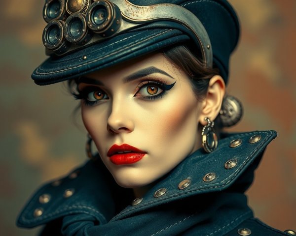 Steampunk Portrait of a Woman in Stylish Outfit