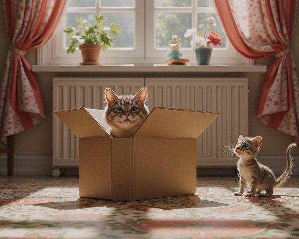 Playful Cats in a Bright, Cozy Room Setting