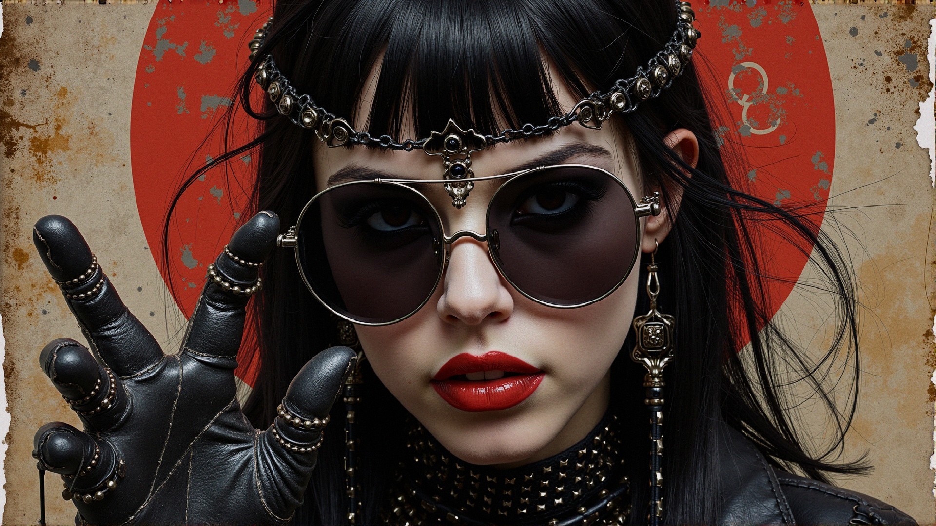 Portrait of a woman with dramatic makeup and jewelry