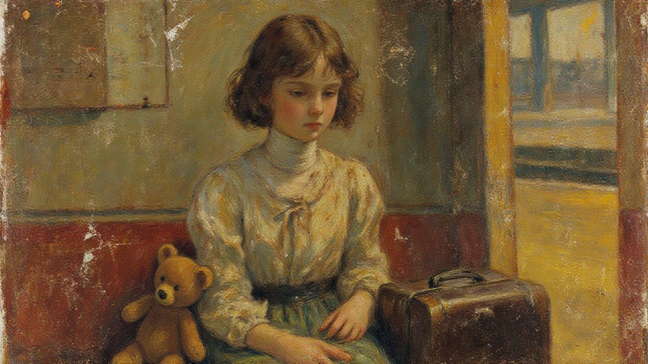 Young Girl in Contemplation at Train Station