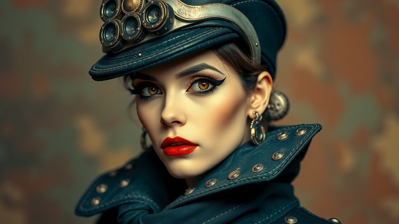 Steampunk Portrait of a Woman in Stylish Outfit