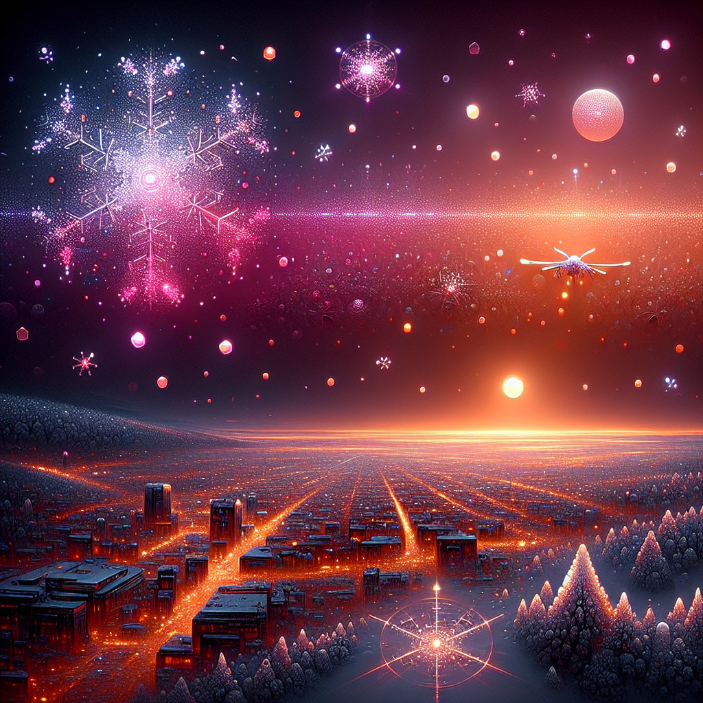 Aerial View of a Futuristic City at Night