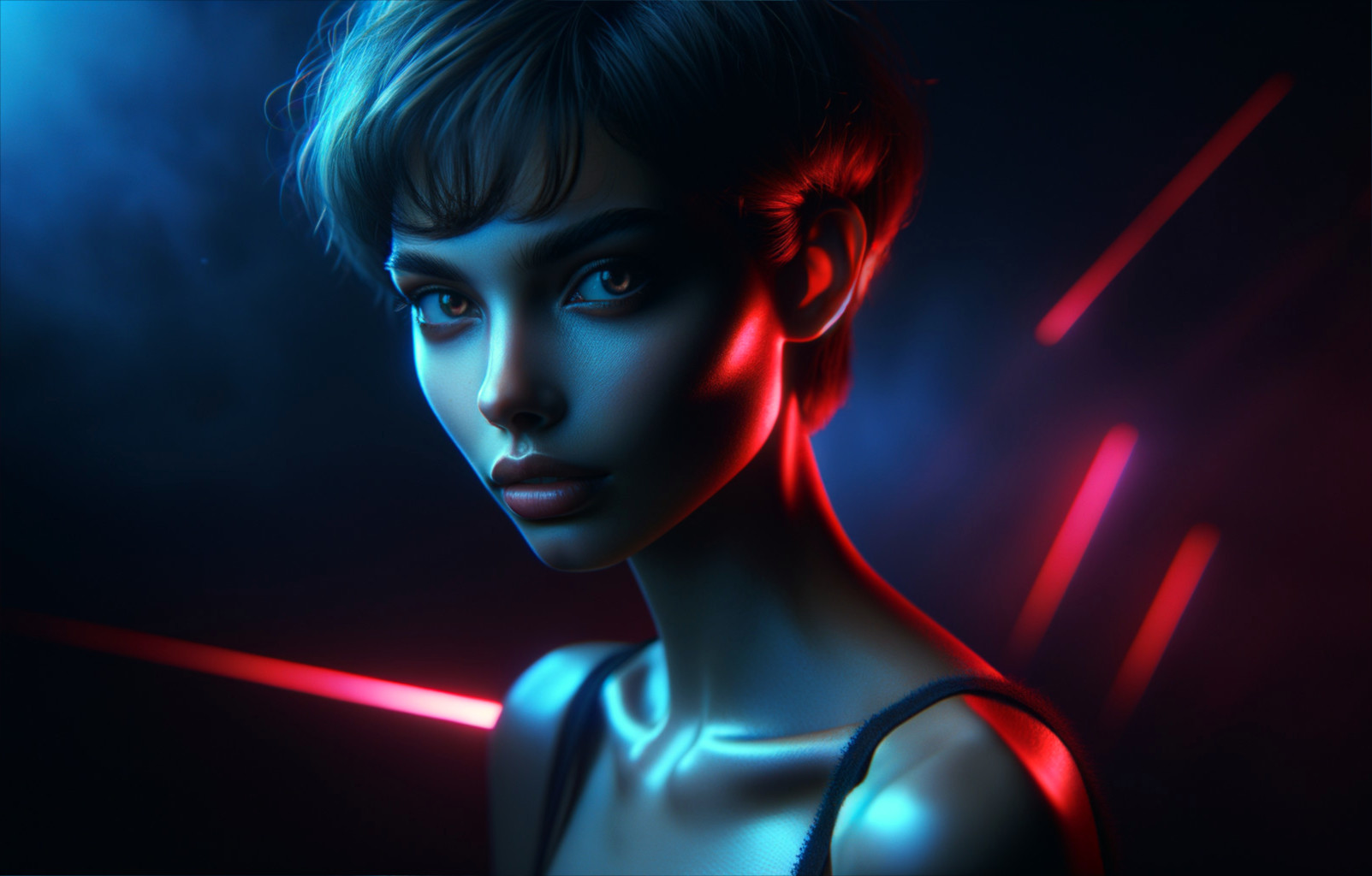 Portrait of a Young Woman in Dramatic Lighting