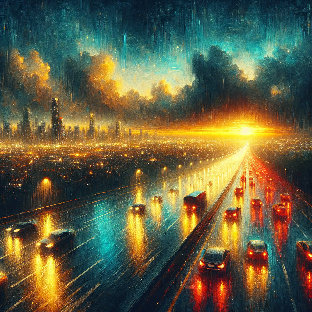 Vibrant cityscape at dusk with illuminated skyline