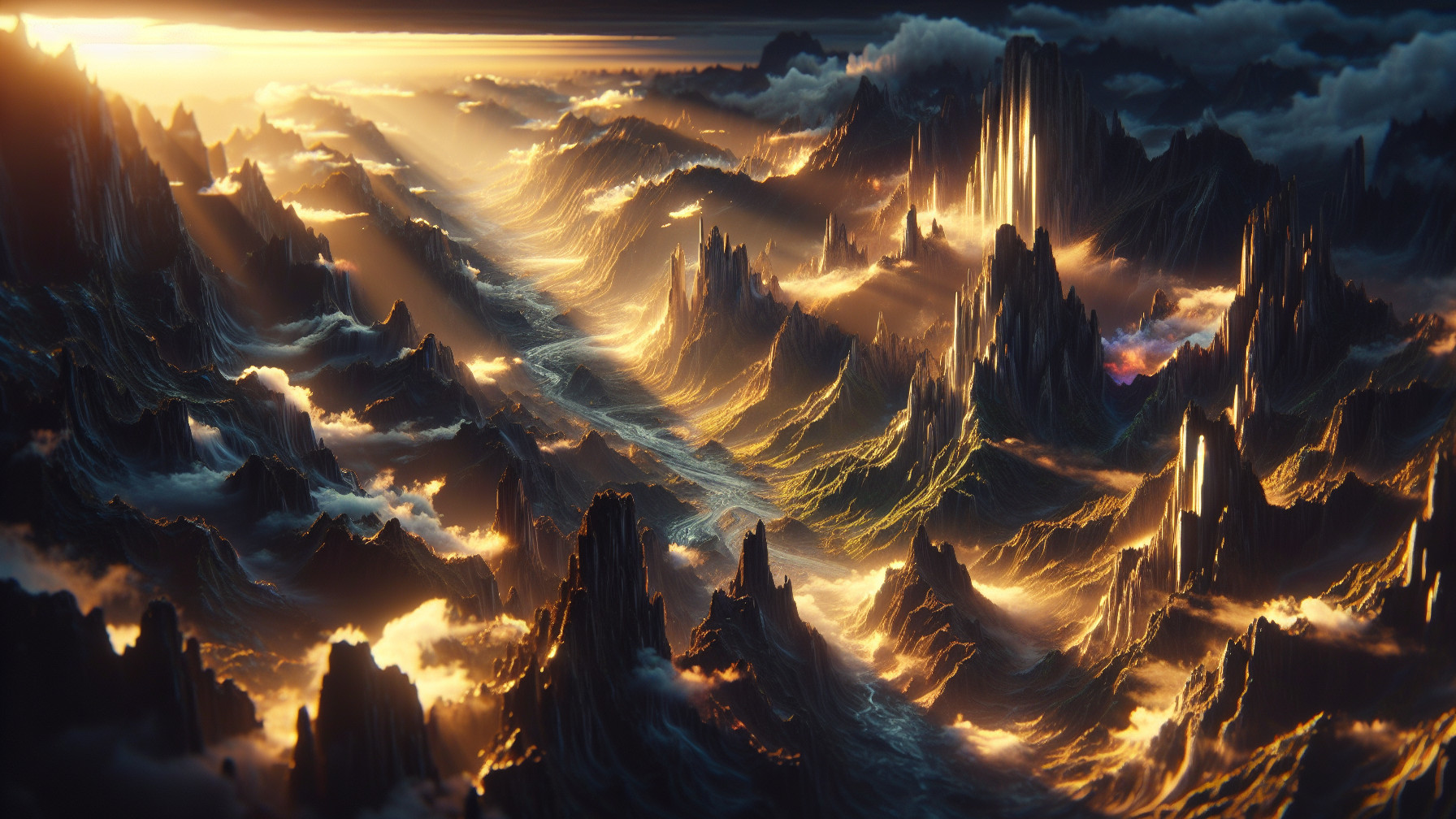 Majestic Mountain Landscape with Serene River View