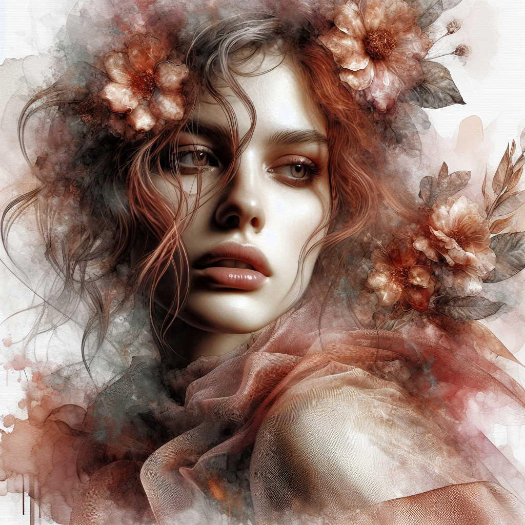 Portrait of a Young Woman with Floral Accents