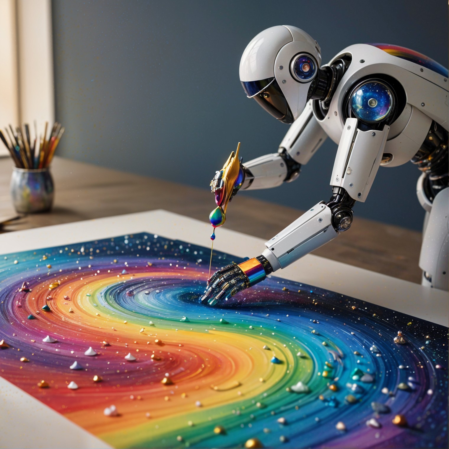 Futuristic Robotic Arm Creates Cosmic Colorful Art