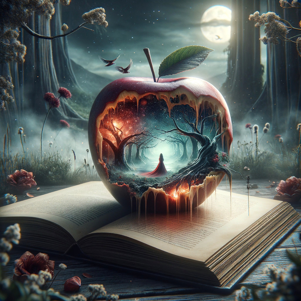 Mystical Forest Inside a Vibrant Apple Scene