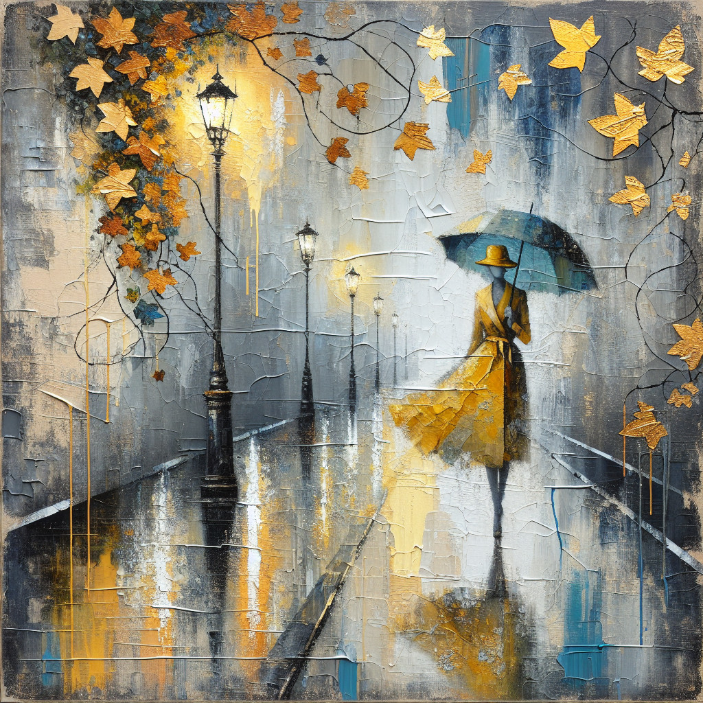 Serene Street Scene with Woman in Yellow Dress