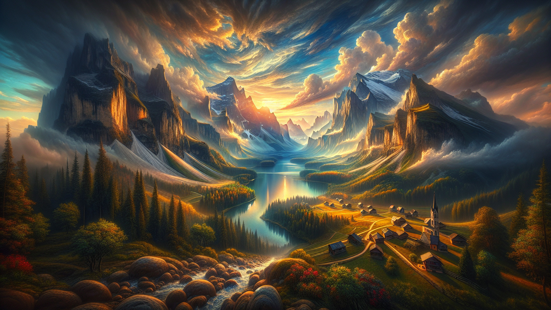 Breathtaking Landscape with Mountains and Serene Lake