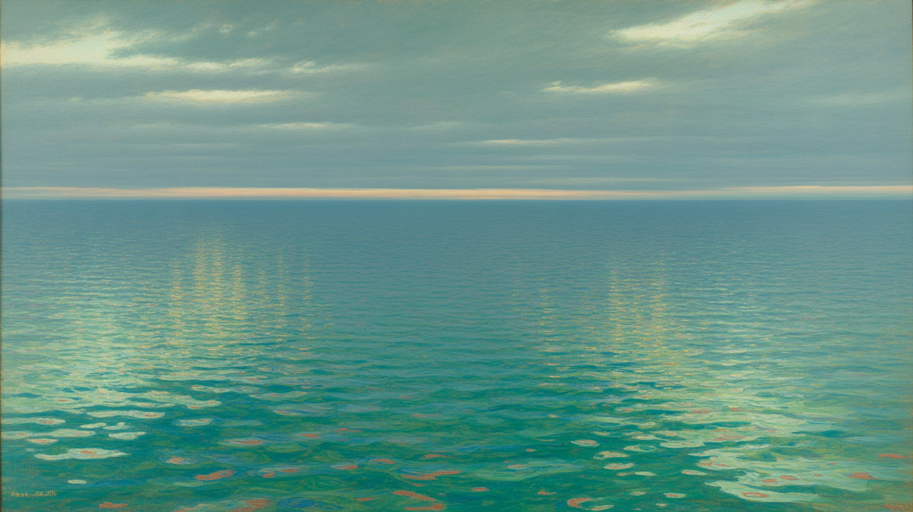 Tranquil Seascape with Calm Ocean and Soft Sky