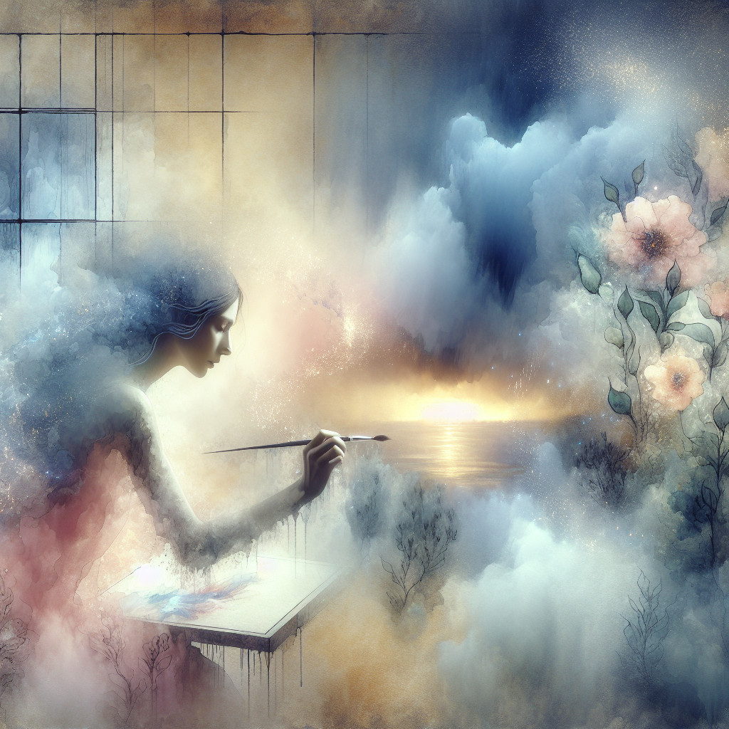 Ethereal Landscape with Painter at Open Window