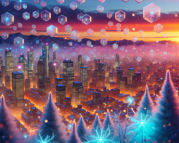 Vibrant City Skyline with Illuminated Skyscrapers