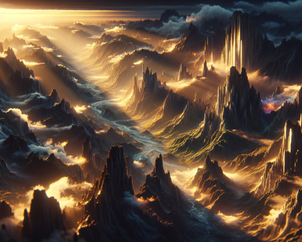 Majestic Mountain Landscape with Serene River View