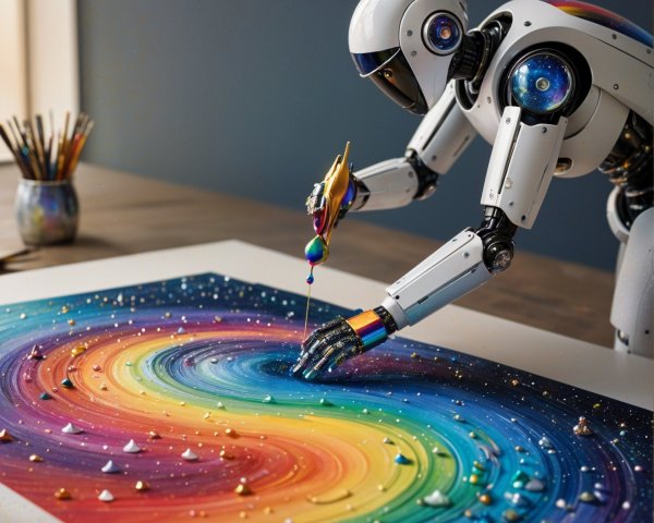Futuristic Robotic Arm Creates Cosmic Colorful Art