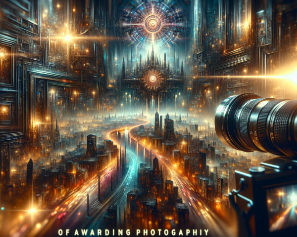 Futuristic cityscape with vibrant lights and reflections