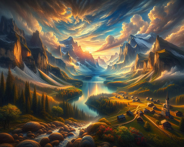 Breathtaking Landscape with Mountains and Serene Lake