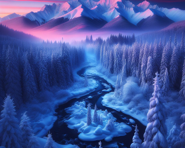 Digital Painting of a Winter Wonderland Landscape