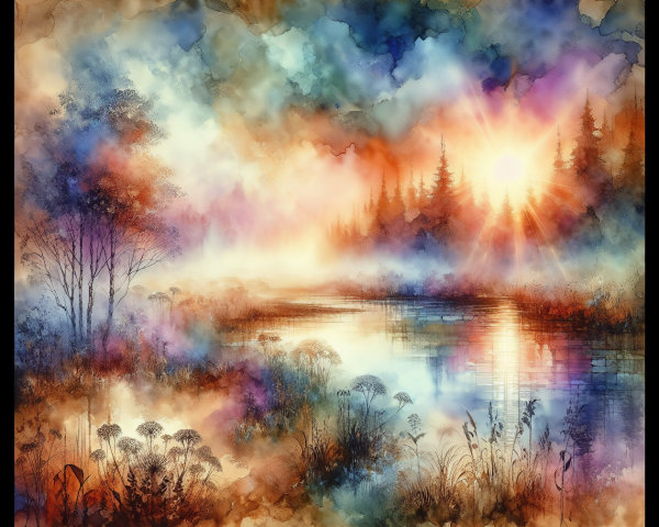 Serene Landscape with River and Lush Foliage