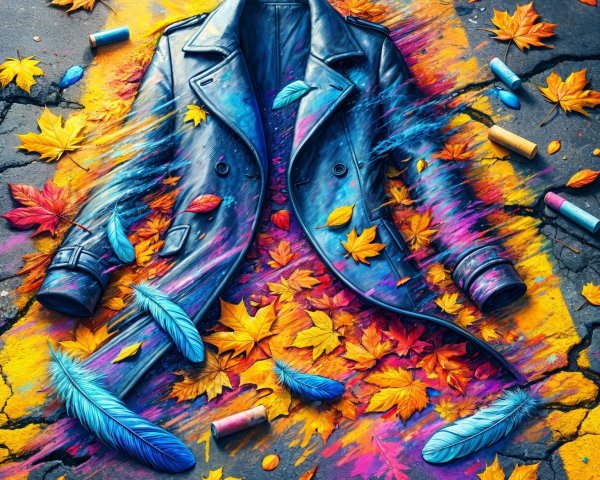 Street Art Featuring Leather Jacket and Autumn Leaves