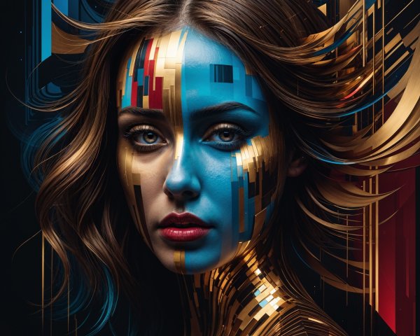 Futuristic Portrait of a Woman with Intricate Patterns