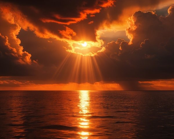 Breathtaking Sunset Over a Tranquil Ocean Scene