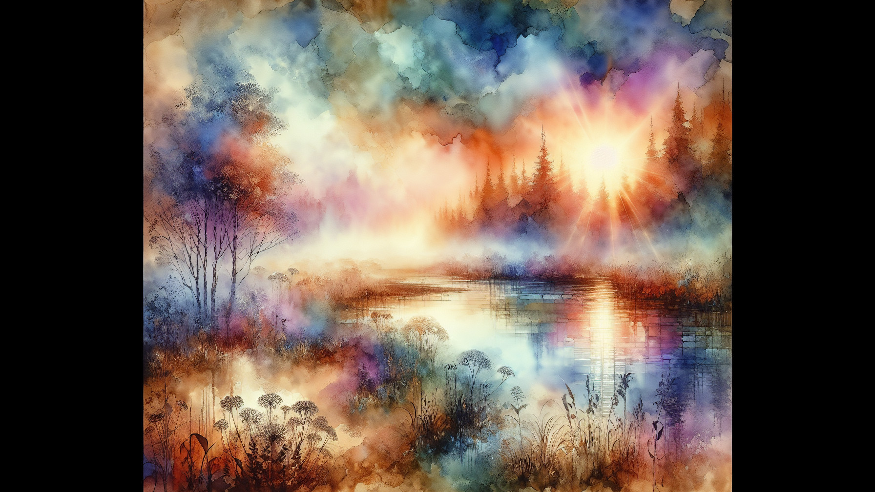 Serene Landscape with River and Lush Foliage