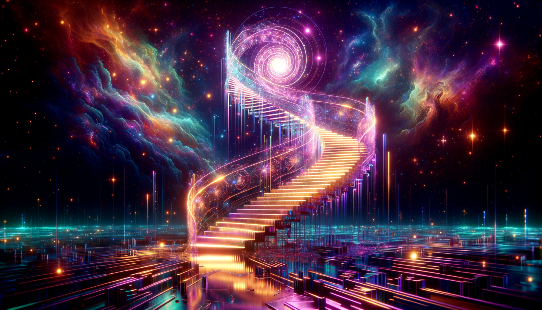 Cosmic Staircase Leading to a Luminous Spiral