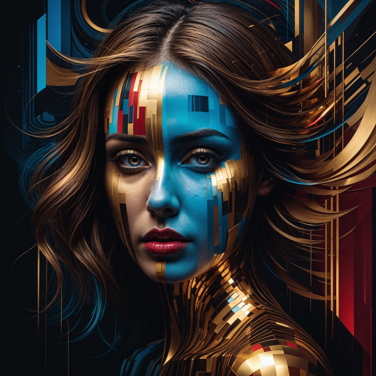 Futuristic Portrait of a Woman with Intricate Patterns