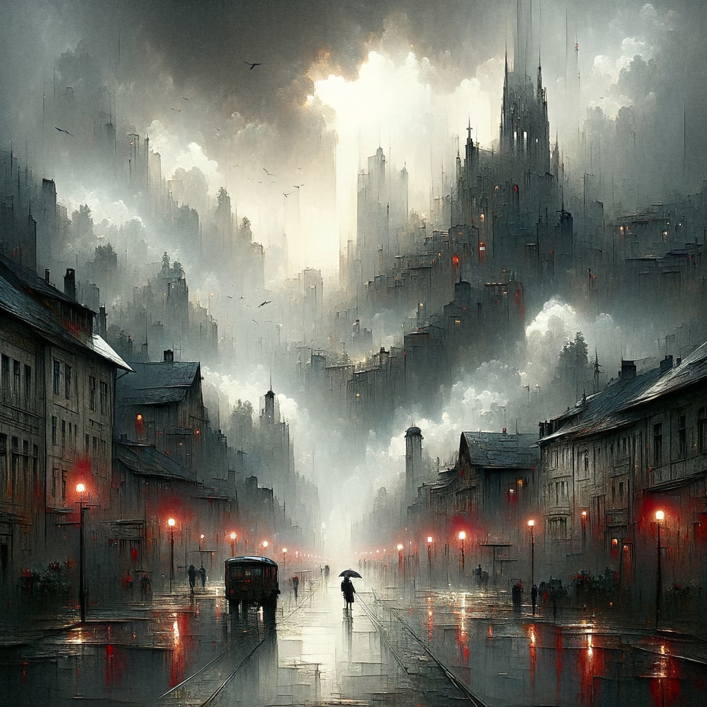 Moody Cityscape with Dramatic Skies and Shadows