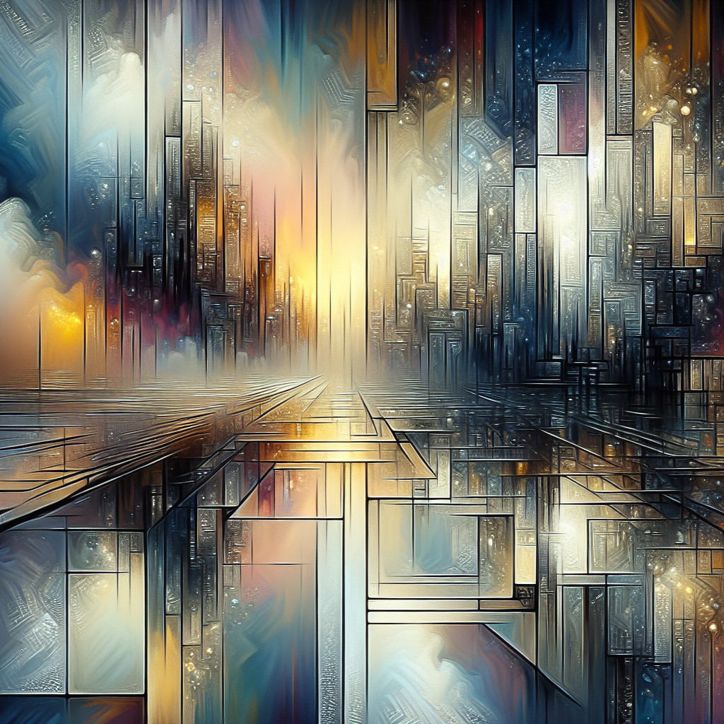 Abstract Digital Landscape with Geometric Structures