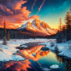 Serene Winter Landscape with Snow-Capped Mountains