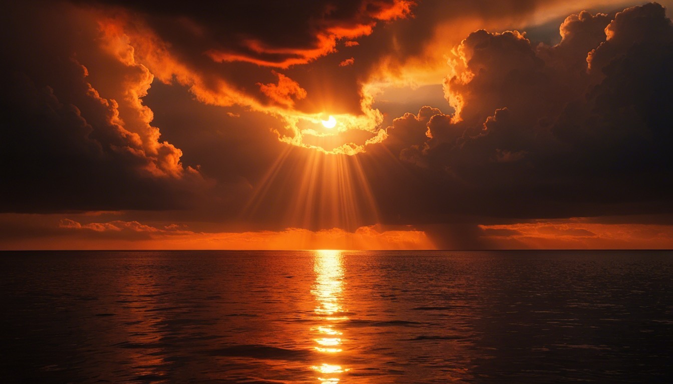 Breathtaking Sunset Over a Tranquil Ocean Scene