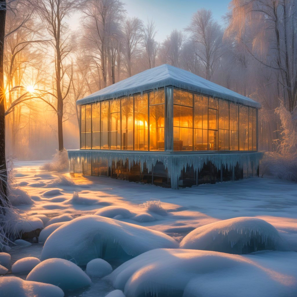 Winter Landscape with Glass Pavilion and Snow