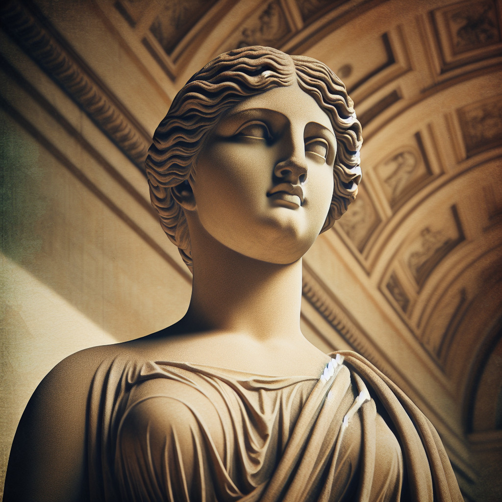 Classical Marble Statue of Woman in Historic Setting