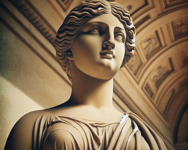 Classical Marble Statue of Woman in Historic Setting